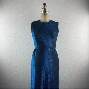 Vintage l 50s S Shiny Metallic Lurex Bombshell Pinup Rockabilly Mod Wiggle Dress